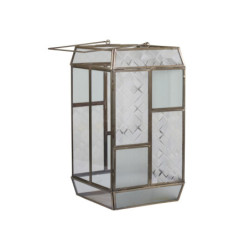 Bronzová antik kovová lucerna s patinou Frosté - 20*20*38cm