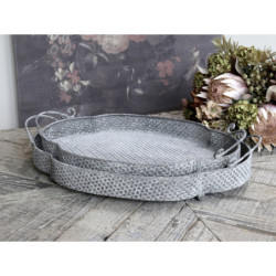 Set 2ks dekorační plechové podnosy s patinou Trao - 53*35*11/ 46*31*10cm