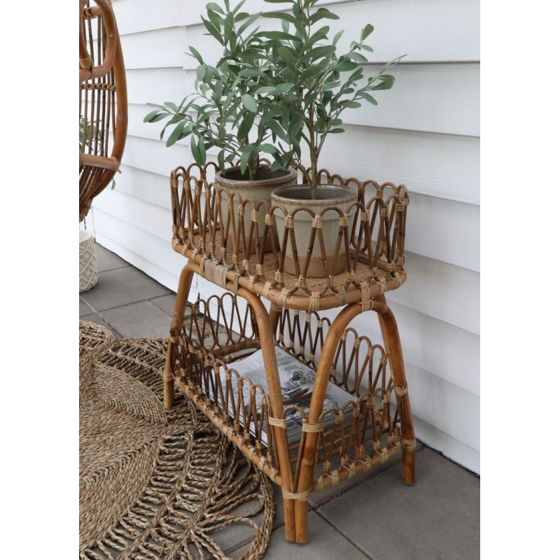 Ratanový antik stolek s dekorační obrubou Braide - 52*26*60cm
