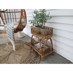 Ratanový antik stolek s dekorační obrubou Braide - 52*26*60cm