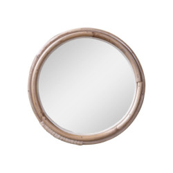 Hnědé antik kulaté nástěnné zrcadlo s bambusovým rámem Bamboo - Ø 24*2 cm