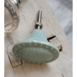 Zelená antik porcelánová úchytka s popraskáním Craez - 4*3 cm