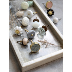 Zelená antik porcelánová úchytka s popraskáním Craez - 4*3 cm