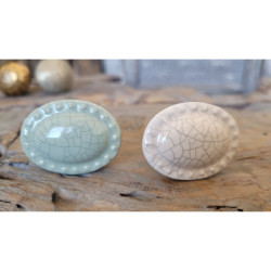 Zelená antik porcelánová úchytka s popraskáním Craez - 4*3 cm