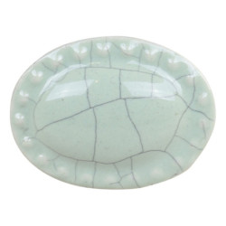Zelená antik porcelánová úchytka s popraskáním Craez - 4*3 cm