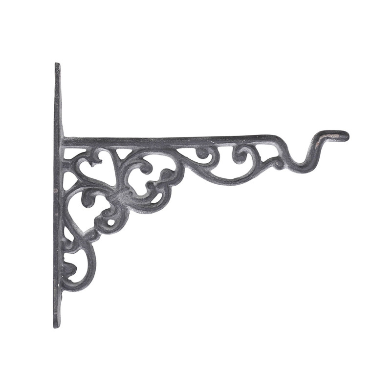 Šedá antik litinová konzole s háčkem - 19*2*17cm