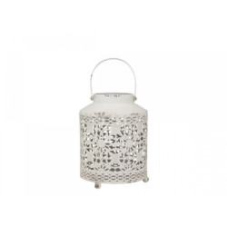 Krémová antik kovová lucerna Fleur-de-pot - Ø16*22cm