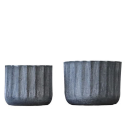 2ks dekorační plechový zinkový antik obal na květináč - Ø 10*8 cm