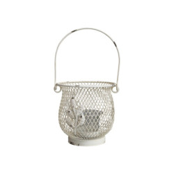 Krémová antik kovová lucerna Fil-de-fer - Ø12*22cm