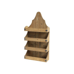 Hnědá antik dřevěná nástěnná polička se 4 poličkami Foa - 40*15*80cm