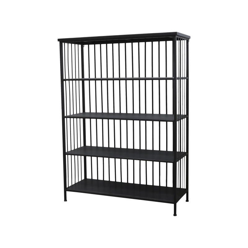 Černý kovový regál/ knihovna s policemi Vinni - 97*38*132cm