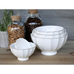 Set 5ks bílá porcelánová miska se zlatým proužkem Arés - Ø15*9 cm