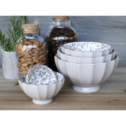 Set 5ks mocca porcelánová miska s ornamenty uvnitř Arés - Ø15*9 cm