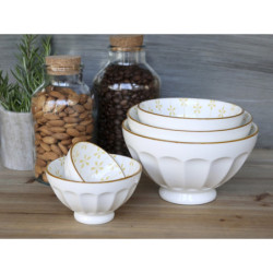 Set 5ks bílá porcelánová miska s medovými květy uvnitř Arés - Ø15*9 cm