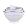 Set 5ks bílá porcelánová miska se šedými detaily uvnitř Arés - Ø15*9 cm