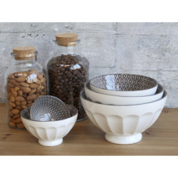Set 5ks bílá porcelánová miska s černými detaily uvnitř Arés - Ø15*9 cm