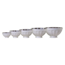 Set 5ks bílá porcelánová miska s černými detaily uvnitř Arés - Ø15*9 cm