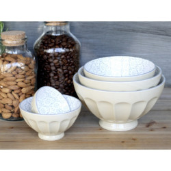 Set 5ks latté porcelánová miska s květy uvnitř Arés - Ø15*9 cm