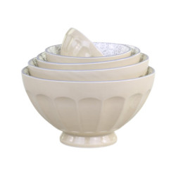 Set 5ks latté porcelánová miska s květy uvnitř Arés - Ø15*9 cm