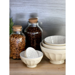 Set 5ks latté porcelánová miska s květy uvnitř Arés - Ø15*9 cm