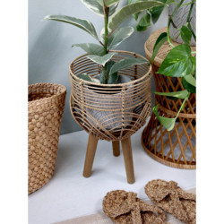 Set 2ks přírodní květináč na nožičkách s ratanovým výpletem Wion - Ø29*47cm