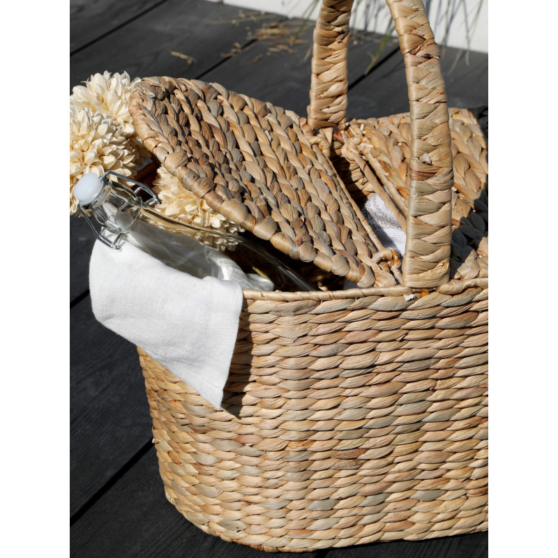 Přírodní piknikový koš z vodního hyacintu Picnic - 43*29*49cm