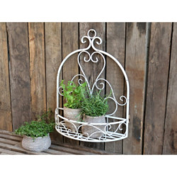 Nástěnná krémová antik kovová police s patinou French - 41*16*53cm