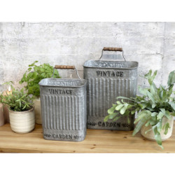 2ks zinkový antik box na květiny Vintage - 25*15*37cm