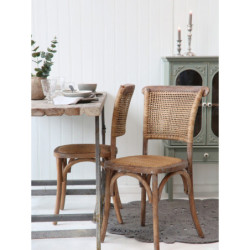 Přírodní dřevěná židle s ratanovým výpletem Old French chair - 45*40*88 cm