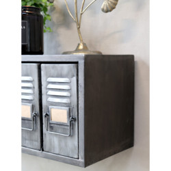Šedá antik nástěnná kovová skříňka s boxy Factory - 75*24*26cm