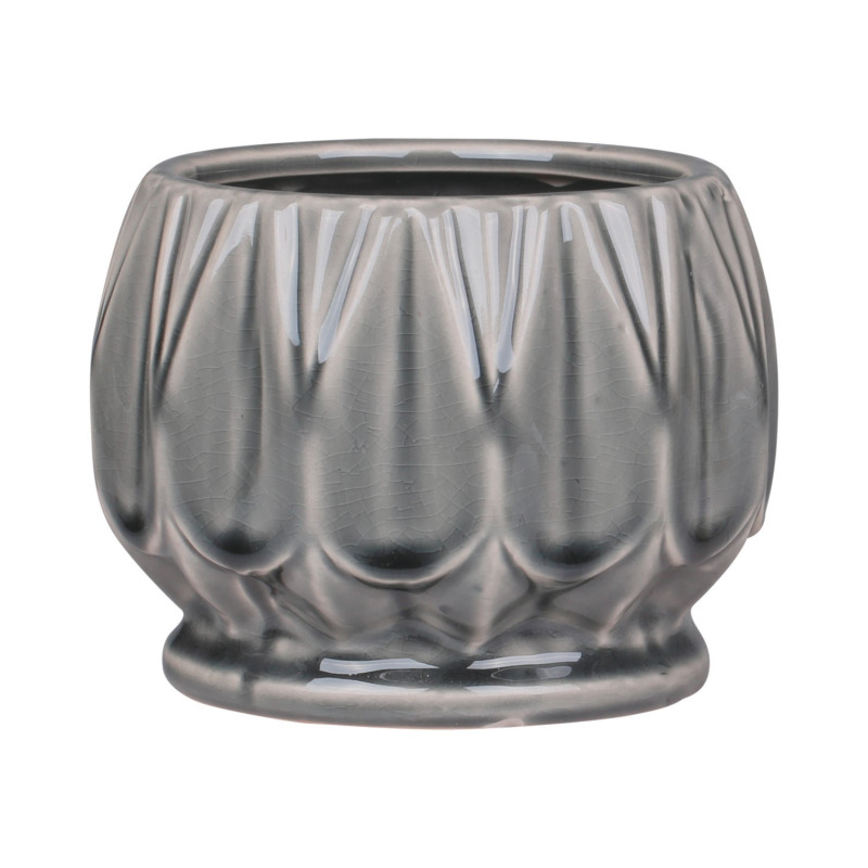 Šedý antik keramický obal na květináč se vzorem Alsace S -  Ø 13*10cm