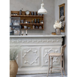 Přírodní dřevěná barová židle s ratanovým výpletem Old French chair - 43*51*103 cm