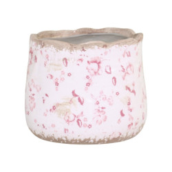 Keramický obal na květináč s růžovými kvítky Floral Cannes - Ø13*12cm