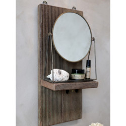 Hnědá antik dřevěná nástěnná polička Grimaud unique - 23*14*51cm