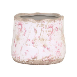 Keramický obal na květináč s růžovými kvítky Floral Cannes - Ø11*10cm