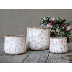 Keramický obal na květináč s růžovými kvítky Floral Cannes - Ø11*10cm