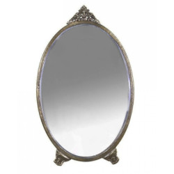 Bronzové antik oválné stolní zrcadlo s ozdobou Bariet - 15*0,5*26 cm
