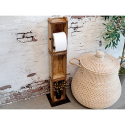 Dřevěný hnědý antik stojan na toaletní papír Brick Moulds - 15*95*10 cm