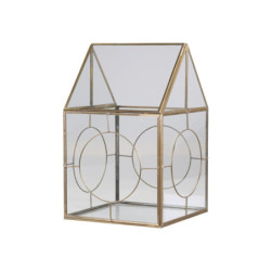 Bronzová antik kovová lucerna Candle house - 20*20*33cm