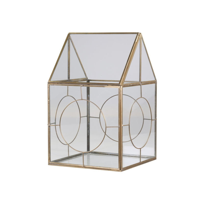 Bronzová antik kovová lucerna Candle house - 20*20*33cm