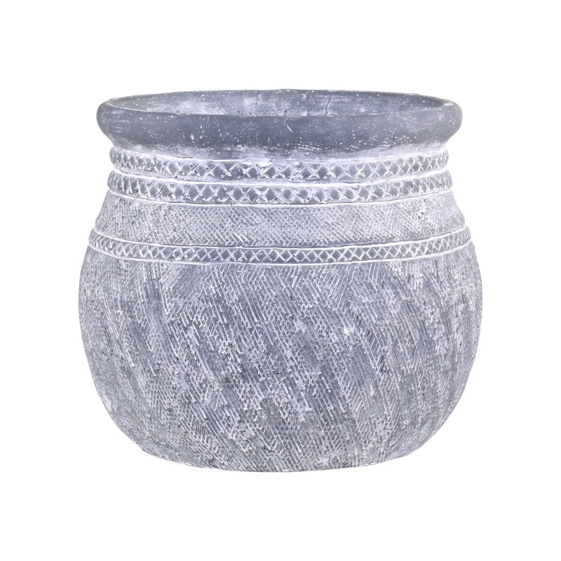 Šedý antik cementový obal na květináč se vzorem Cholet S -  Ø 21*19cm