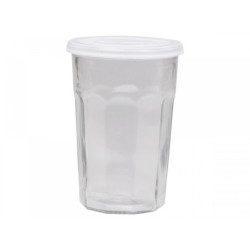 Sklenička s dekorem a víčkem French Latte glass I - Ø9,5*14 cm / 0,5l