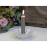 Bílý antik svícen na úzkou svíčku Flower - Ø 10*4cm