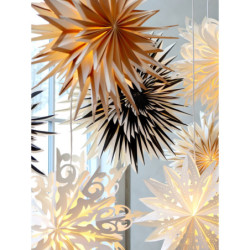 Krémová papírová hvězda Vintage Paper Star v dárkové krabičce - 54*23*54cm