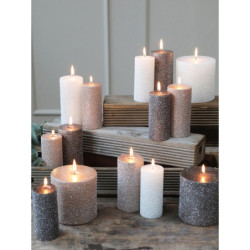 Krémová svíčka s glitry Rustic Candle  - Ø 5 *11cm / 27h