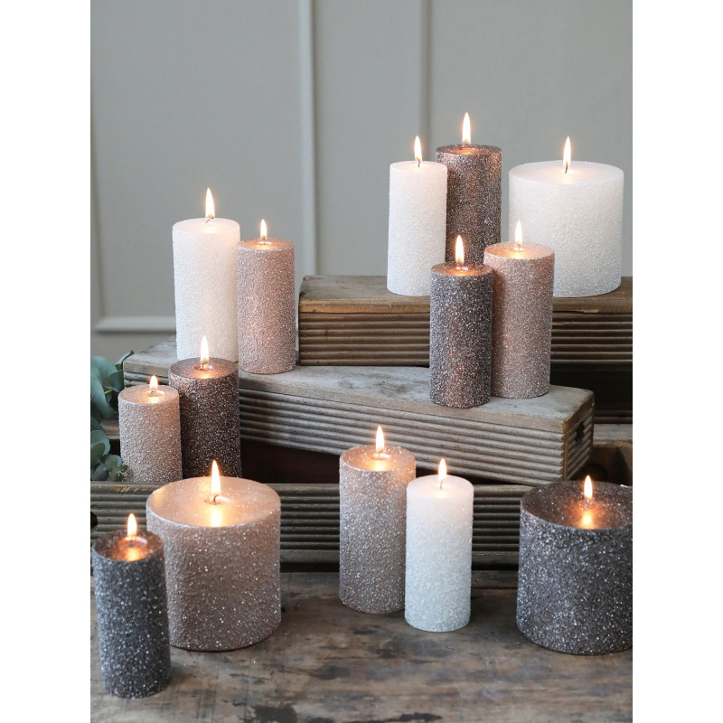 Krémová svíčka s glitry Rustic Candle  - Ø 5 *11cm / 27h