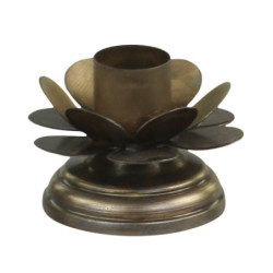 Bronzový antik svícen na úzkou svíčku Flower - Ø 6*4cm