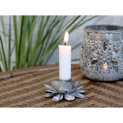 Zinkový antik svícen na úzkou svíčku Flower - 7*9*5cm