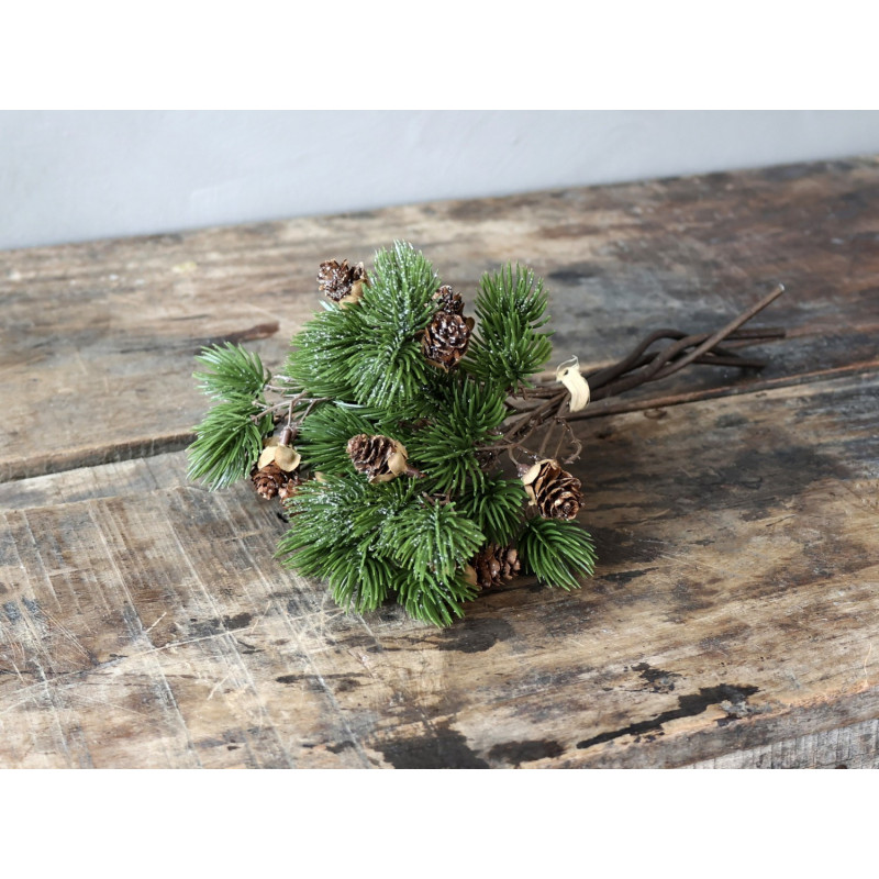Vánoční zelená větvička se šiškami Fir Branch - 30cm