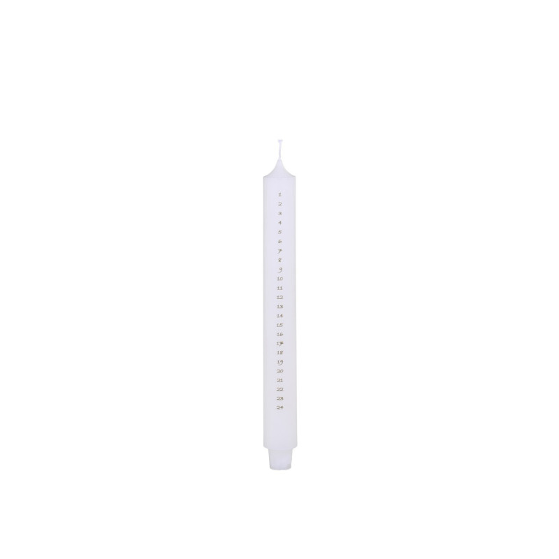 Bílá antik adventní svíčka s čísly 1-24 Advent Candle - Ø 3*29cm / 20h